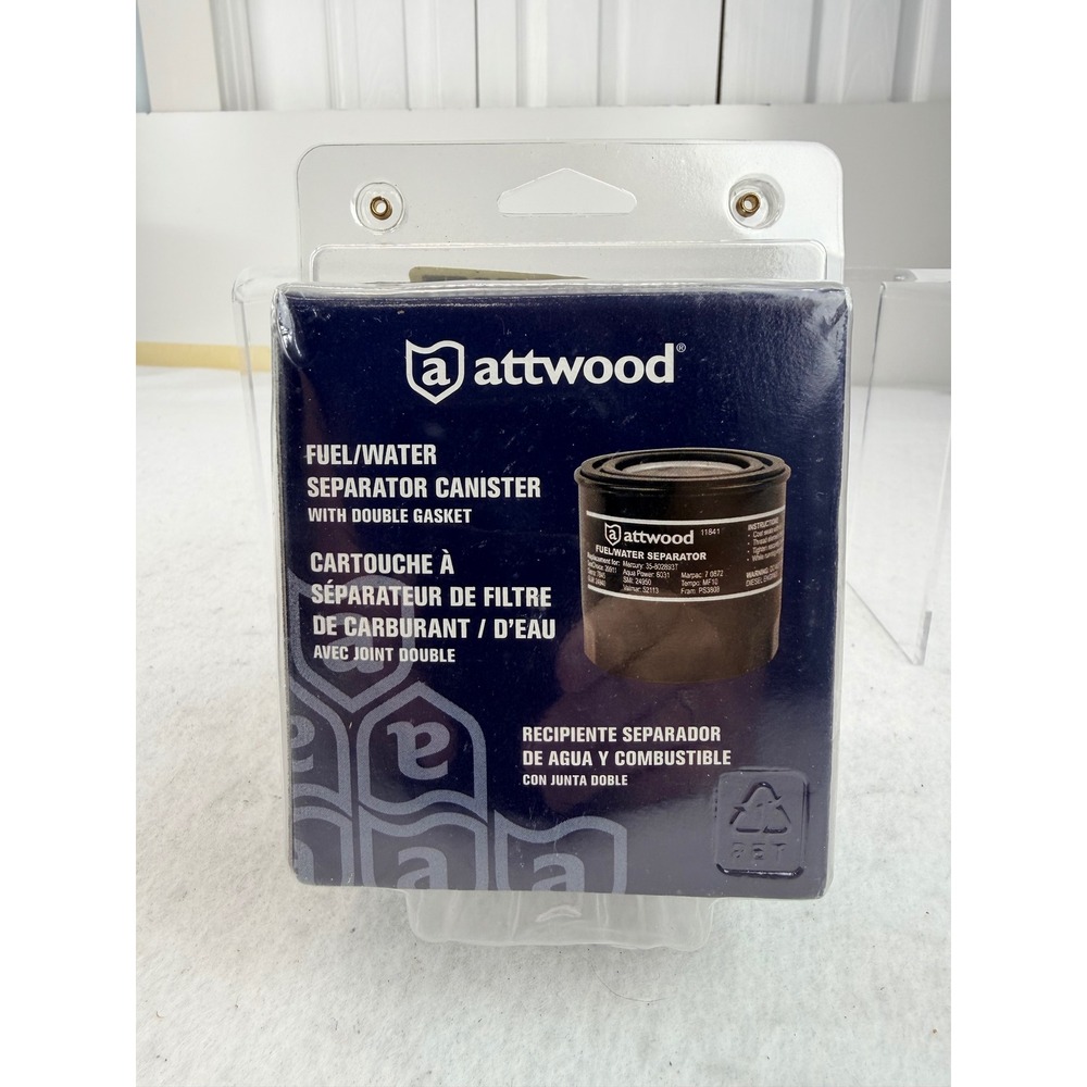 Attwood 11841-4 Fuel Water Separator Canister Double Gasket Marine Filter New
